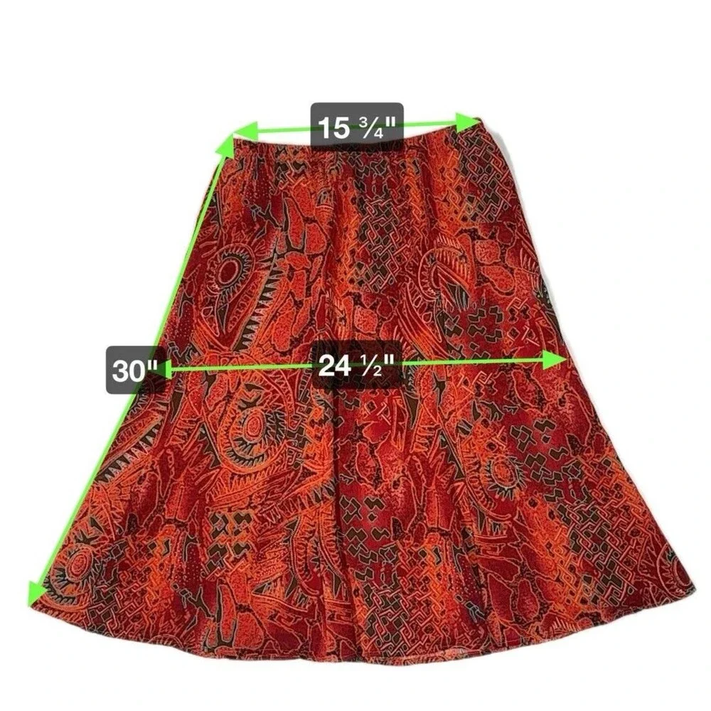 Coldwater Creek Midi A-line Abstract Print Chiffon Lined Skirt Large Fall Colors